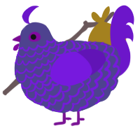A overcast and violet chicken with a lace pattern