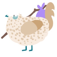 A cream and beige chicken with a speckle pattern