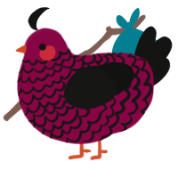 A maroon and black chicken with a lace pattern