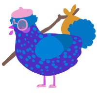 A indigo and sapphire chicken with a speckle pattern