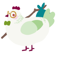 A white and gluppy chicken with a neck-band pattern