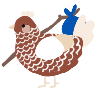 A russet and cream chicken with a lace pattern