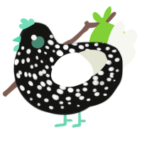 A black and white chicken with a speckle pattern