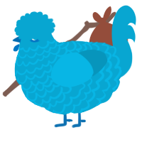 A cerulean chicken with a lace pattern