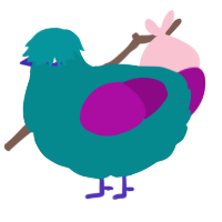 A teal and plum chicken