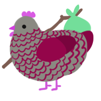 A ash and maroon chicken with a lace pattern
