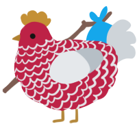 A crimson and mist chicken with a lace pattern