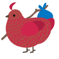 A red and crimson chicken with a lace pattern