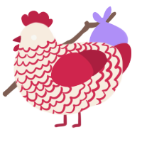 A cream and crimson chicken with a lace pattern