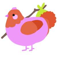 A lavender and vermilion chicken with a head pattern