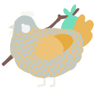 A silver and honey chicken with a lace pattern
