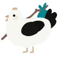 A white and black chicken