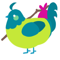 A lime and sea chicken with a head pattern