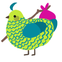 A lime and sea chicken with a lace pattern