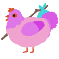 A pink and orchid chicken with a head pattern