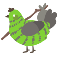 A grass and grey chicken with a bar pattern