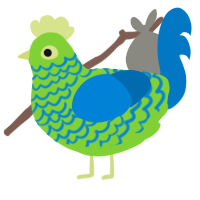 A grass and sapphire chicken with a lace pattern