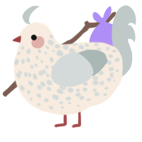 DOT, a cream and silver chicken with a speckle pattern