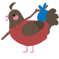 A red and bark chicken with a head pattern