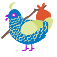 A sapphire and lemon chicken with a lace pattern