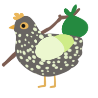 A grey and apple chicken with a speckle pattern