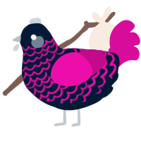 A tumblr and fuchsia chicken with a lace pattern