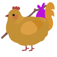 A gold and orange chicken with a neck-band pattern