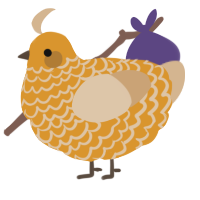 A orange and beige chicken with a lace pattern