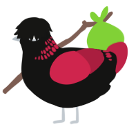 A black and crimson chicken with a neck-band pattern
