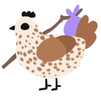 tiramisu latte, a cream and brown chicken with a speckle pattern
