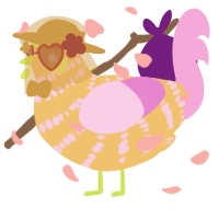 A honey and lavender chicken with a bar pattern