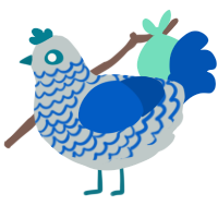 A silver and ultramarine chicken with a lace pattern