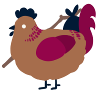 A brown and maroon chicken with a neck-band pattern