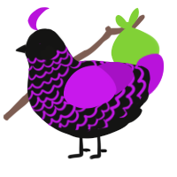 A black and amethyst chicken with a lace pattern