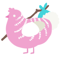A pink and white chicken with a half-bar pattern