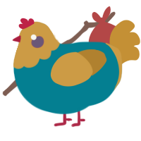 A sea and gold chicken with a head pattern