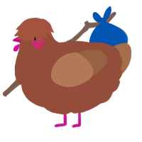 A russet and brown chicken