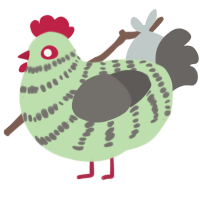 A gluppy and grey chicken with a bar pattern