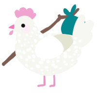 A white chicken with a speckle pattern