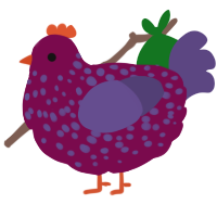 A wine and overcast chicken with a speckle pattern