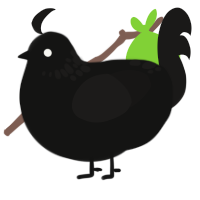 A black and sable chicken with a neck-speckle pattern