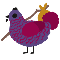 A overcast and maroon chicken with a lace pattern