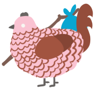 A rose and russet chicken with a lace pattern