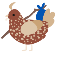 A russet and beige chicken with a speckle pattern