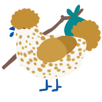 A white and gold chicken with a speckle pattern