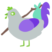 A silver and blurple chicken