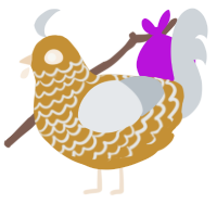 A gold and mist chicken with a lace pattern