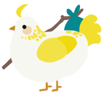 A white and yellow chicken with a neck-speckle pattern
