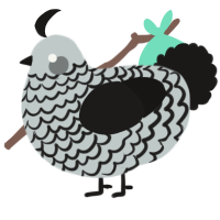 A silver and sable chicken with a lace pattern