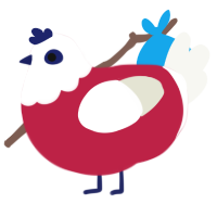 A crimson and white chicken with a head pattern